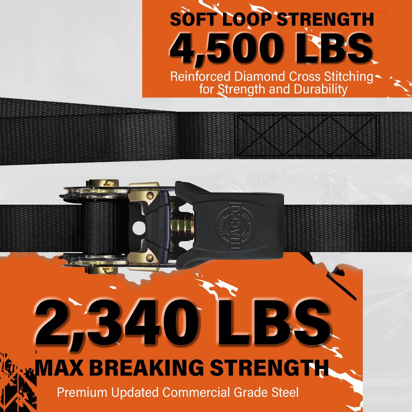 Haccoplanet Ratchet Tie Down Straps, 2340lb Break Strength, 4pc 1inch x 16FT Tie Down Strap Set with Padded Handles & Coated S Hook W/Safety Clip, Cargo Strap Tie Down for Motorcycle, Truck (Black)