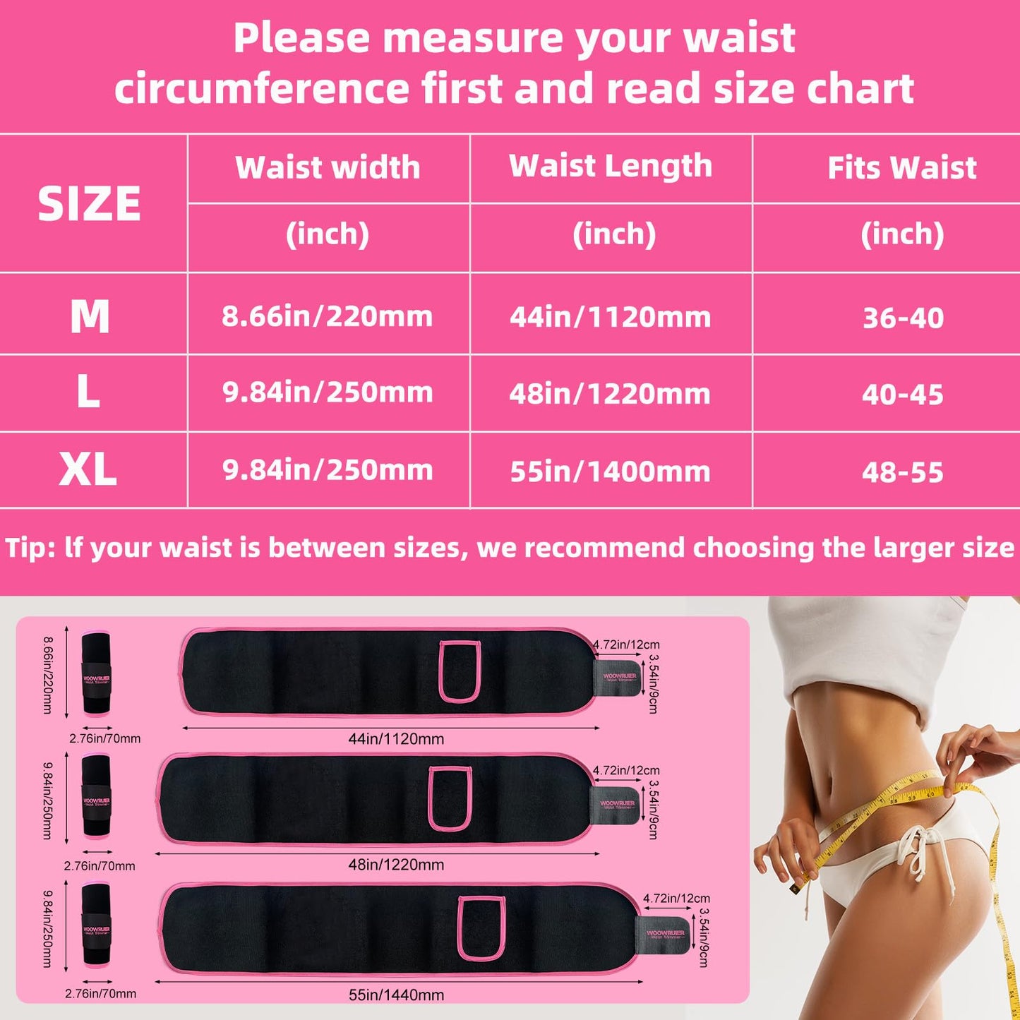 Waist Trainer for Women & Men, Sweat Band for Stomach Weight Loss, Sweat Belt for Women Lower Belly Fat-Pink-M