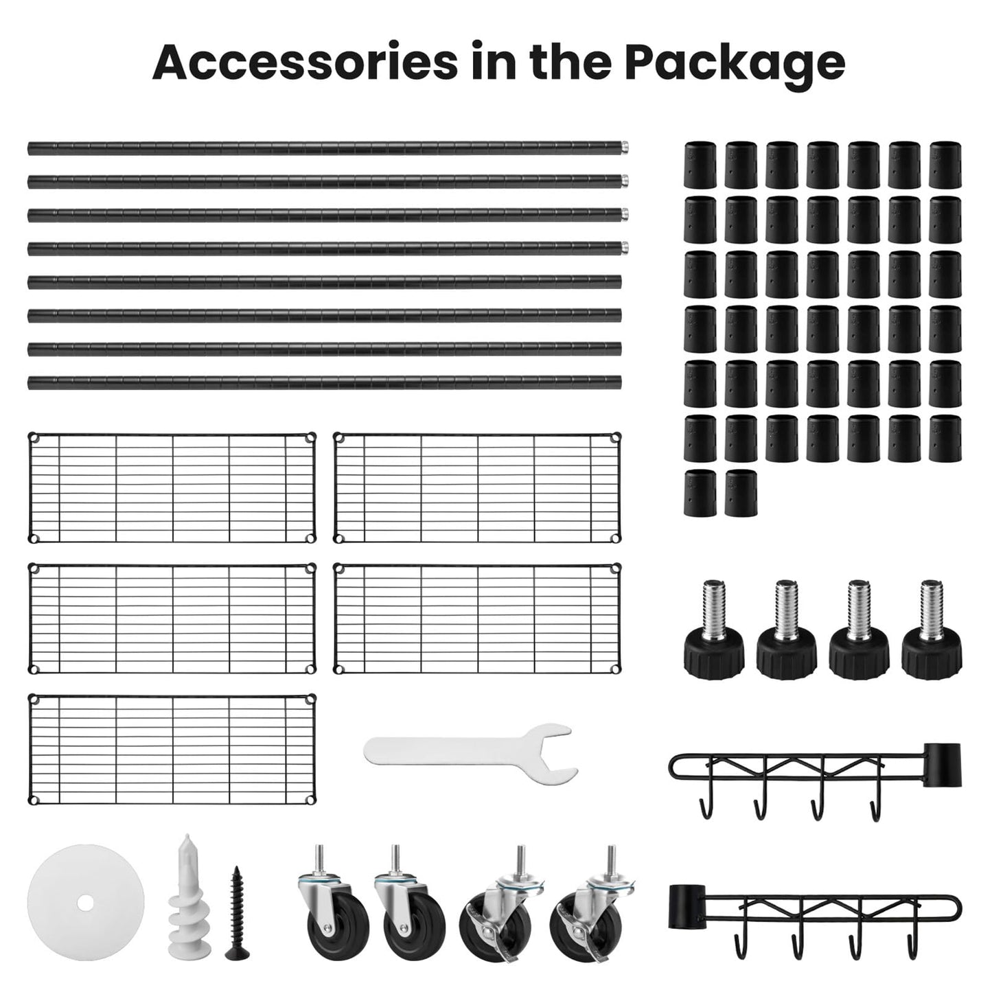 Storage Shelves 75"H Wire Shelving Unit with Wheels 1750LBS Heavy Duty Metal Shelves for Storage Adjustable 5-Tier Garage Storage Rack Kitchen Pantry Shelves Rolling Shelf on Casters, 14"D x36"W x75"H