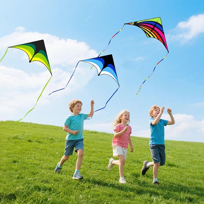 Delta Kite for Kids and Adults, Easy to Fly, Nylon Fabric with String Handle, Outdoor Beach Park Activities
