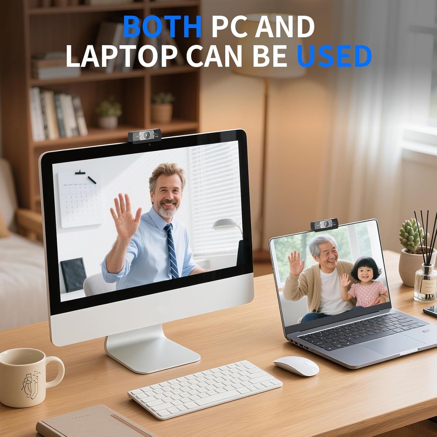 Diccik 4K 24MP Webcam with Microphone, Ultra HD Web Cam for Desktop Computer, Streaming Camera for PC with Auto Light