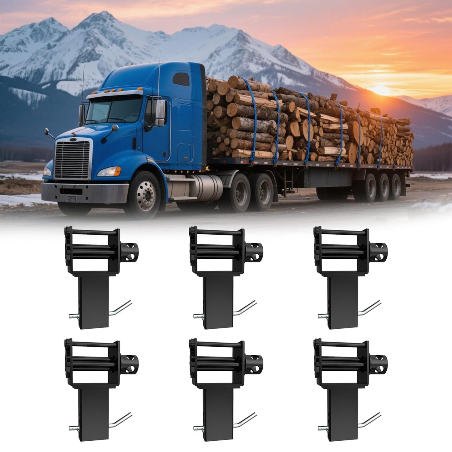 Trailer Stake Pocket Winch, 16200 LBS Capacity Heavy Duty Steel Trailer Winch with 4 Cotter Pin Holes, for Flatbed Trucks Winches, 6 Pack