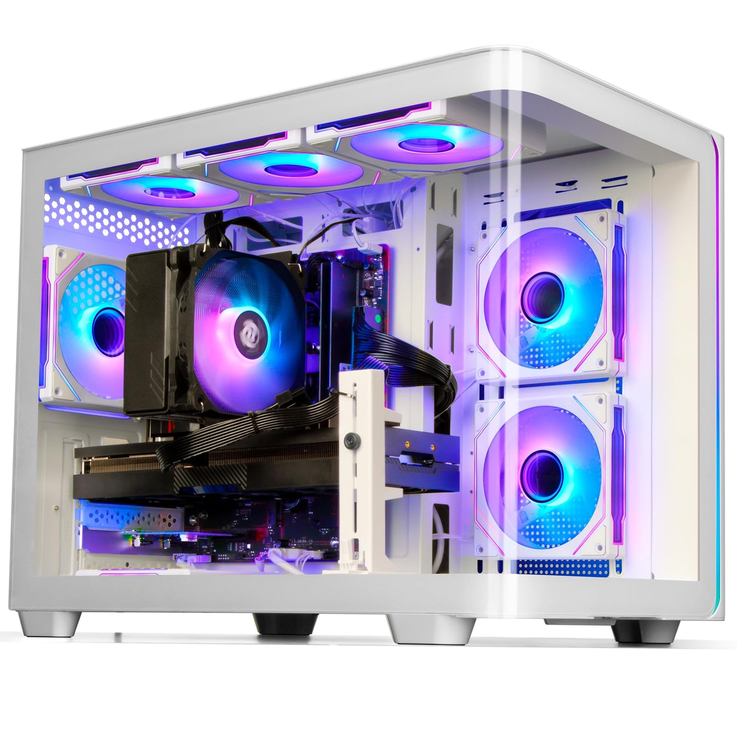 LXZ Gaming PC Core i7-14700F PC Computer, RTX 5060 8G, 16G DDR5 RAM, 1TB NVME 3.0 SSD, Prebuilt Gaming Desktop, VR Ready Tower Computer for Home and Office (White)