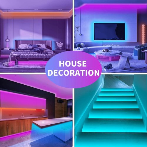 KSIPZE 100ft LED Strip Lights - RGB Music Sync Color Changing with Smart App Control | Flexible Home Décor