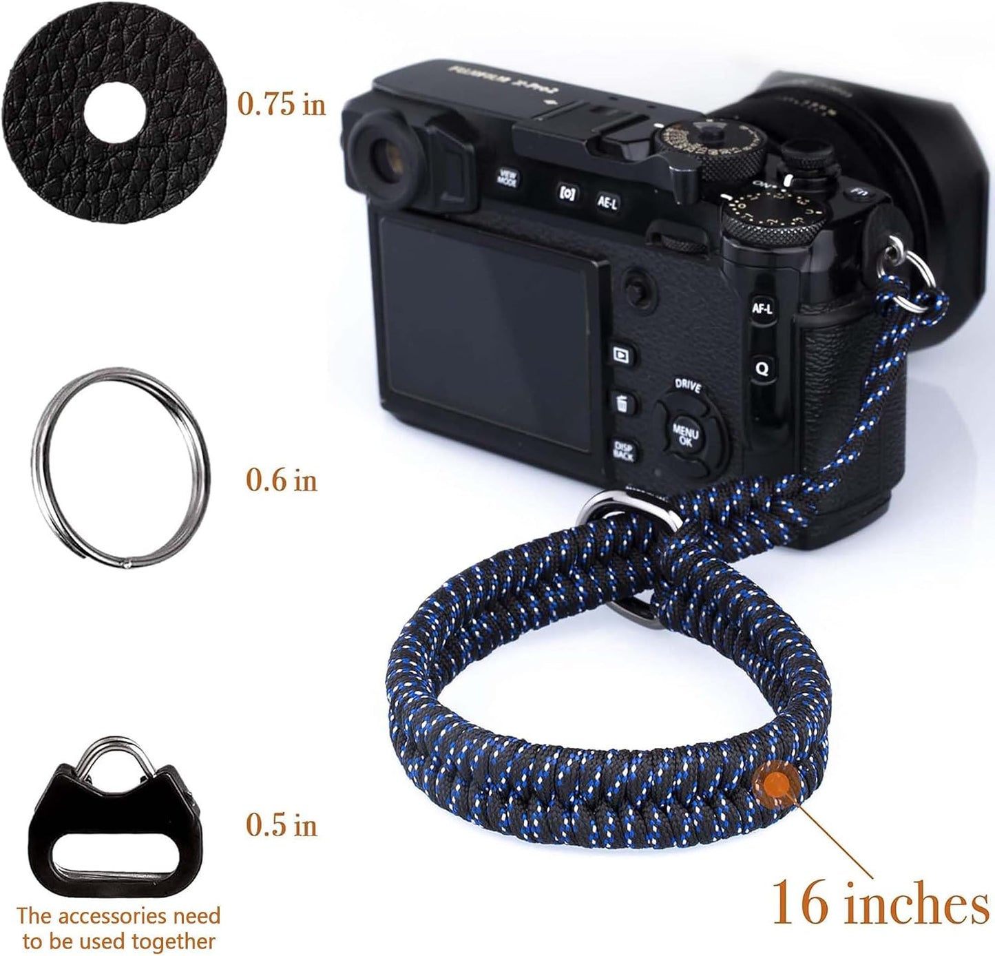 16-Inch AQAREA Quick Release Camera Wrist Strap - Hand Strap for DSLR & Mirrorless Cameras (Blue)