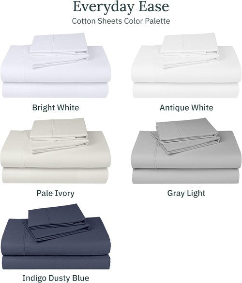 California Design Den Split King Sheet Sets - Soft 100% Cotton Sateen - Extra Soft & Breathable - Bright White (2-Pack)