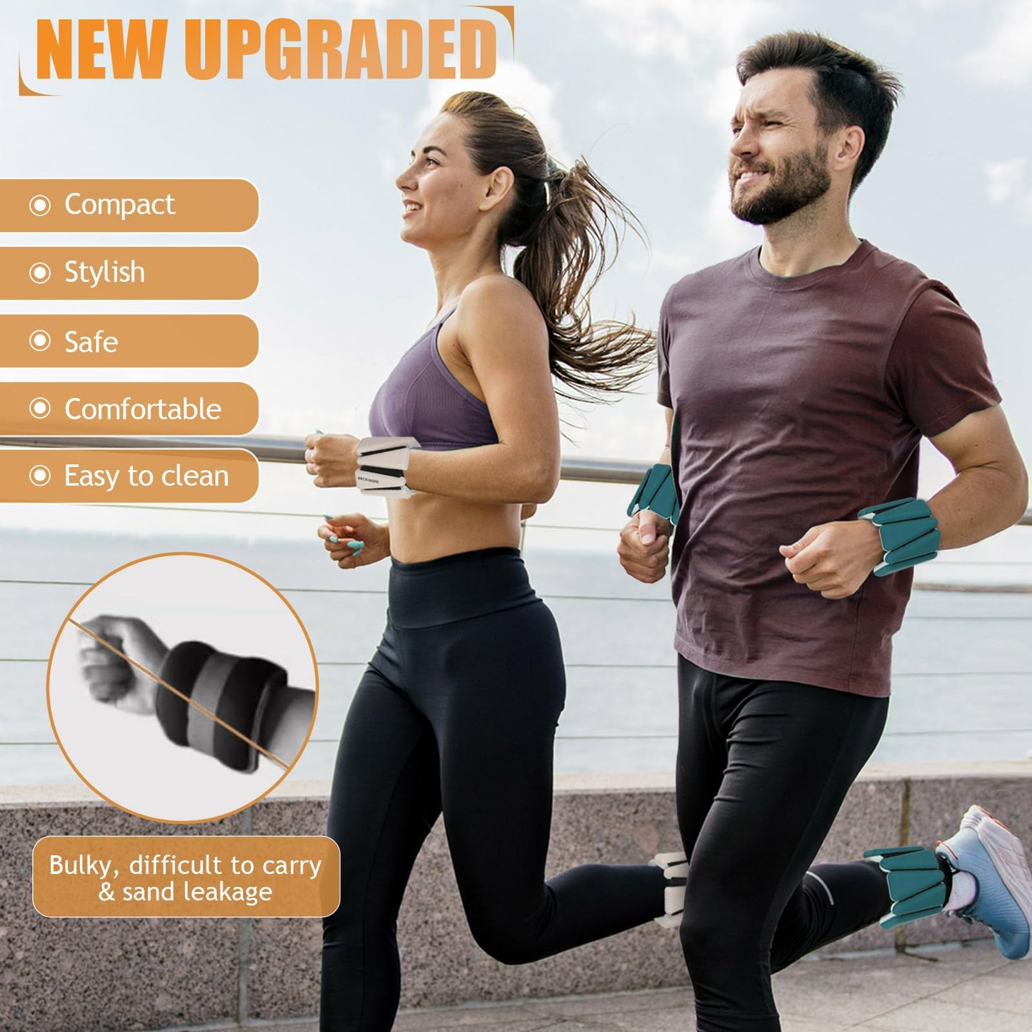 BECOJADDE Ankle Weights Set of 2 (2 lb Each) Adjustable Wrist Weights for Women Men Wearable Arm Leg Weight for Pilates, Running, Walking, Workout, Yoga, Pewter Beige