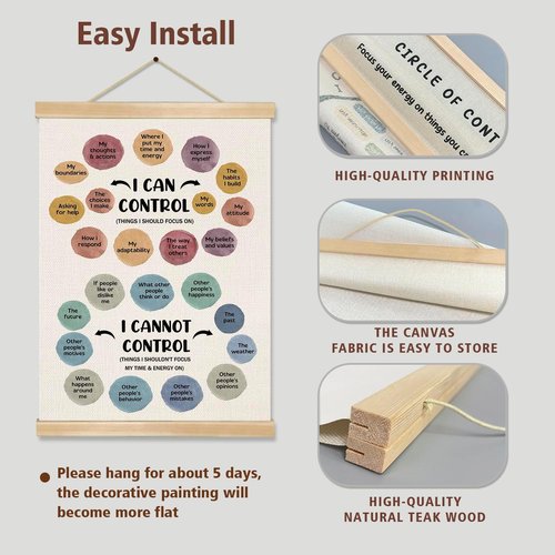 I Can Control Wall Art Poster - Motivational Mental Health Canvas for Classroom & Therapy Room | 18.5x14in Colorful