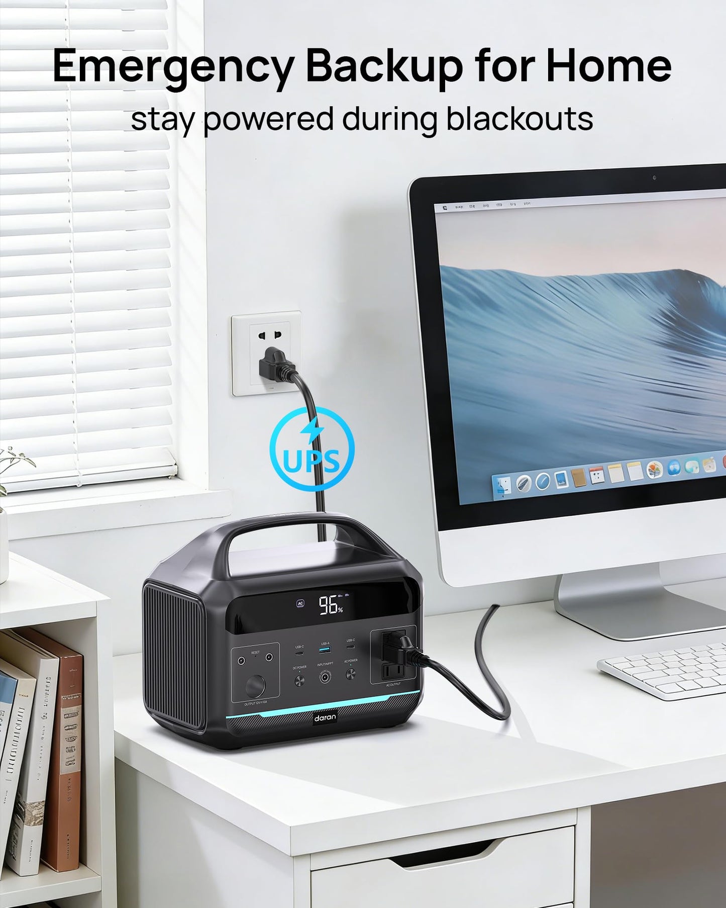 Portable Power Station 500W (Surge 1000W), 299Wh LiFePO4 Power Bank with AC Outlet, 1.2hrs Fast Charging, Solar Generator with 8 Output Ports for Camping, RV Travel, CPAP, Emergency