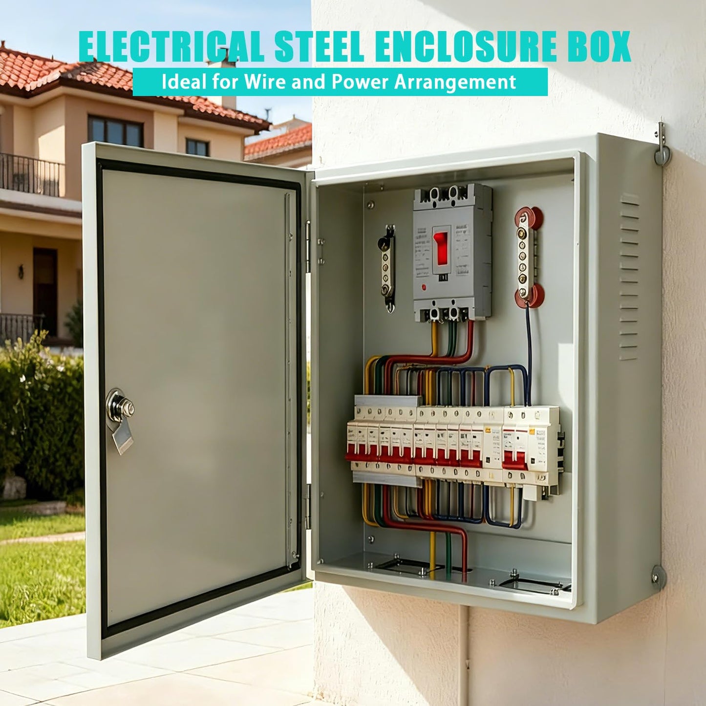 YongChen Steel Electrical Enclosure, 24x24x12 inch IP66 Waterproof & Dustproof Metal Box, 1.5mm Carbon Steel Junction Box for Indoor Outdoor Wall Mounted