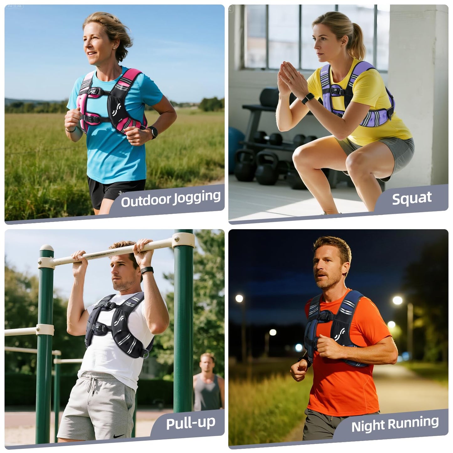 Sportneer Weighted Vest for Women Men: 15lb Comfortable Weight Vest with Storage Pocket Reflective Stripe Rucking Vest for Walking Running Strength Training Fitness Weight Loss Weightlifting Purple
