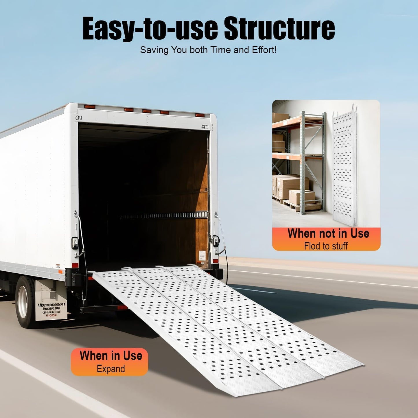 Aluminum Tri-Fold Ramp with Treads, Extra Wide Loading Ramp 1500 lbs Capacity, 54"×77" Heavy Duty Trailer Ramps for ATV, UTV, Motorcycle, Lawn Mower