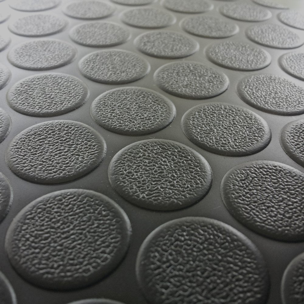 Rubber-Cal Coin-Grip Flooring and Rolling Mat, Dark Grey, 2mm x 4 x 8-Feet