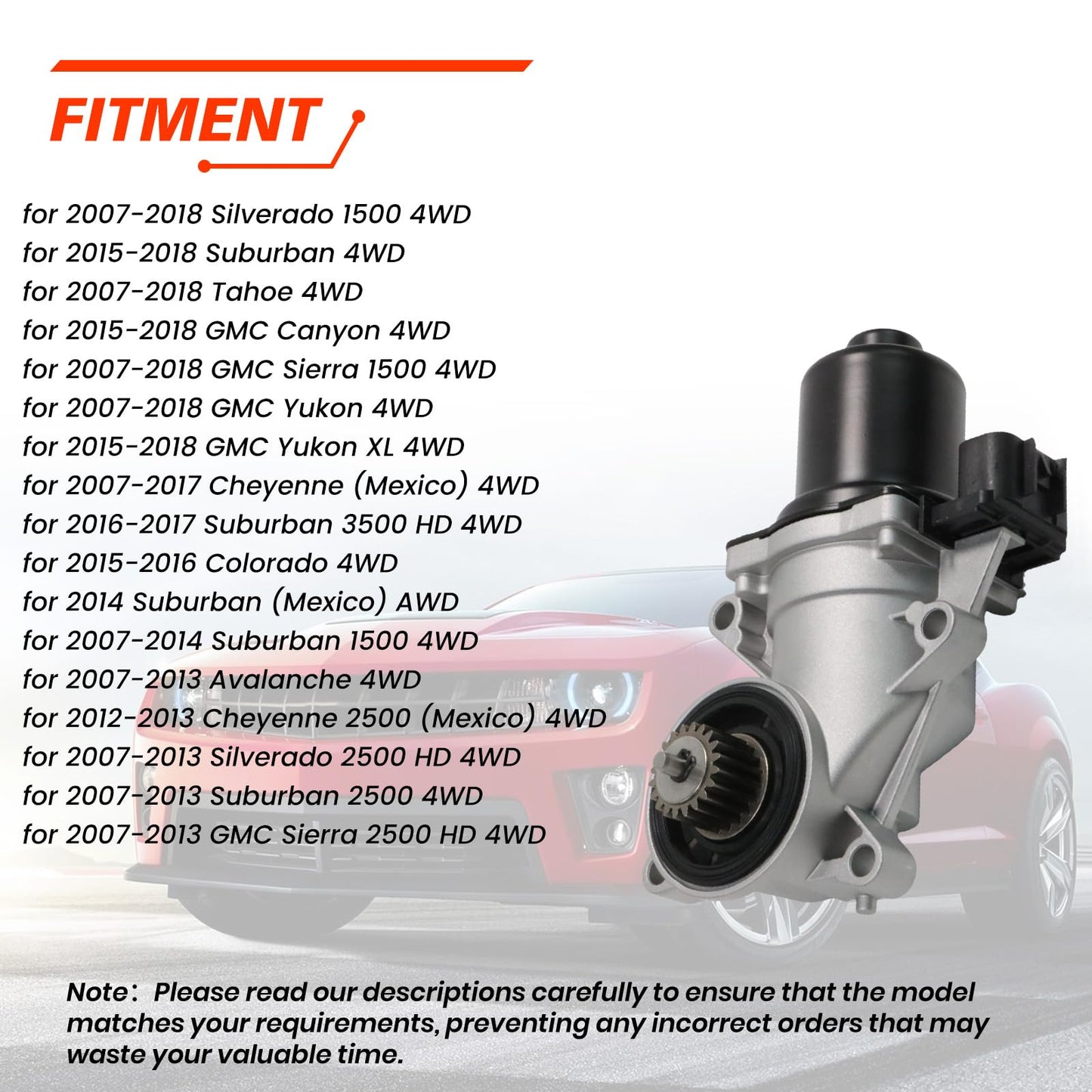 YDMON 4WD Transfer Case Shift Motor Actuator 600-899, Compatible with Avalanche Tahoe Sierra 1500 Yukon XL Silverado 1500 2007-2018, Replaces Transfer Case Shift Motor Assembly 19258696 23369032