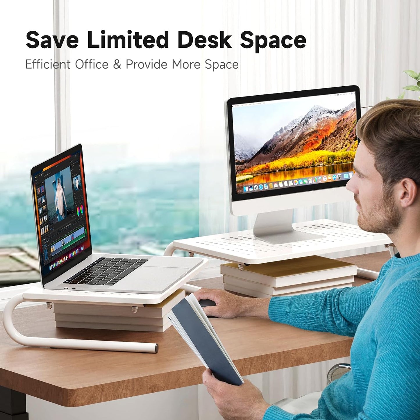 4 Inches Storage,White(MST004W) suptek Monitor Stand Riser for Computer,Laptop,Printer, Notebook and All Flat Screen