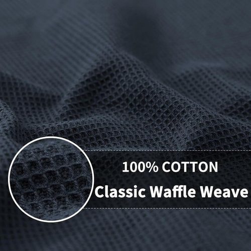 Homaxy 100% Cotton Waffle Weave Kitchen Towels - Soft, Absorbent & Quick-Dry - 4 Pack, Dark Grey, 16 x 26 Inches