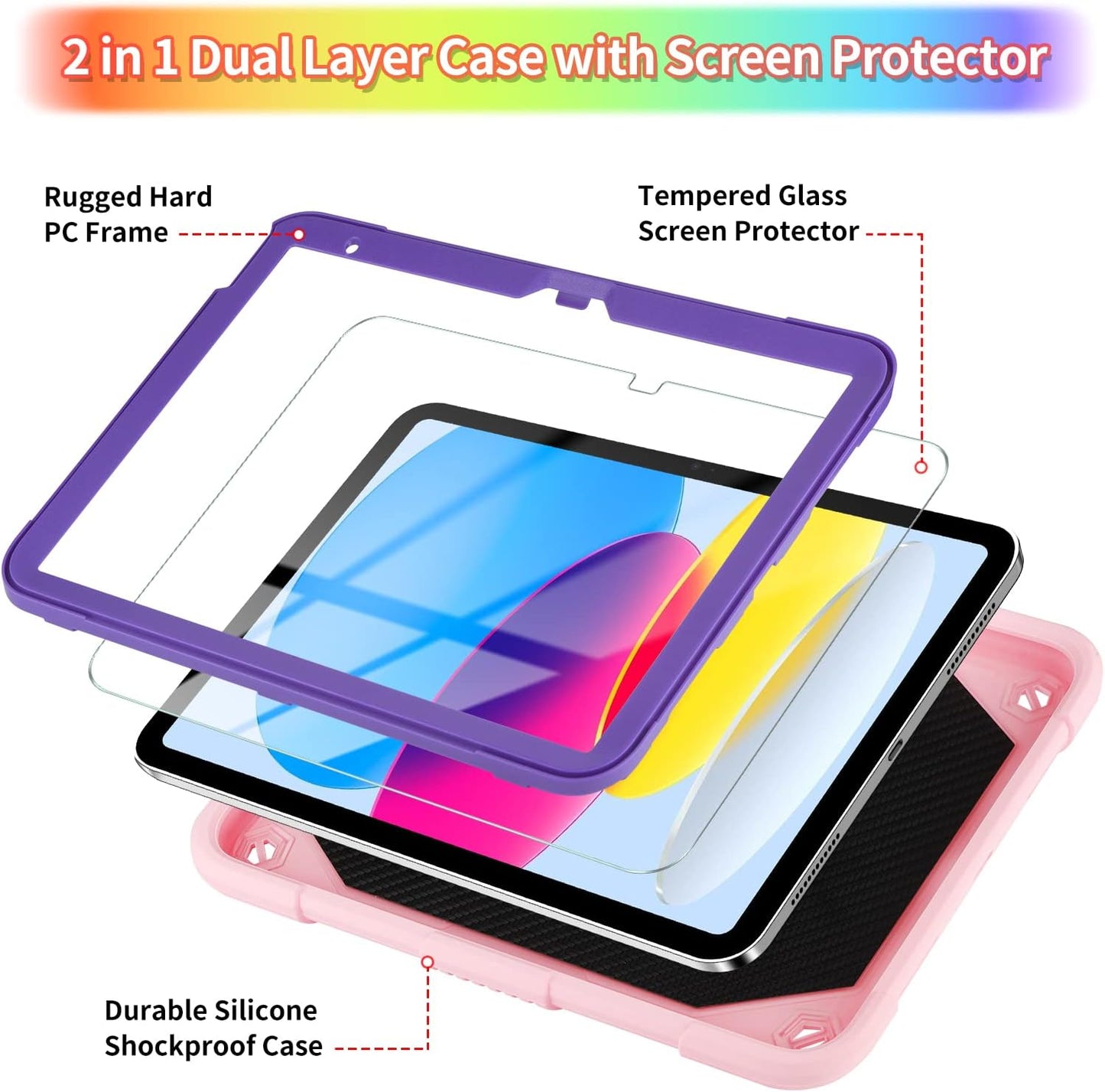 WESADN 10th 10.9 inch 2022 A16 11 inch 2025 for iPad Generation Case for iPad Case with Screen Protector/Butterfly