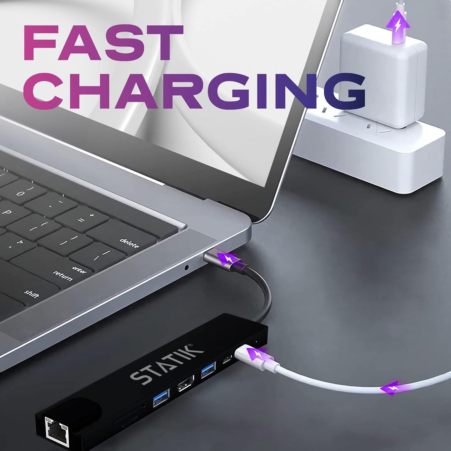 Statik 8-in-1 4K 100Mbps UltraHub Powered USB C Hub - Multiport Adapter - Docking Station with USB C HDMI, Ethernet