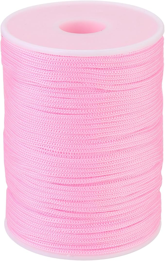 MECCANIXITY 1/12 Inch Polypropylene Rope Braided Ropes, 328ft Nylon Rope Hollow Utility Cord for Clothesline, Camping, Hiking, Outdoor, Light Pink