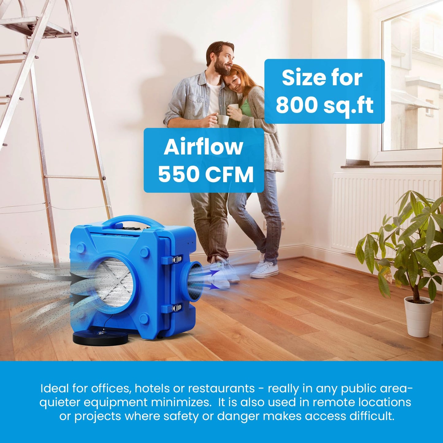 CADPXS Shield-550 Air Scrubber Blue and 5 Pack MERV-10 Filters Bundle