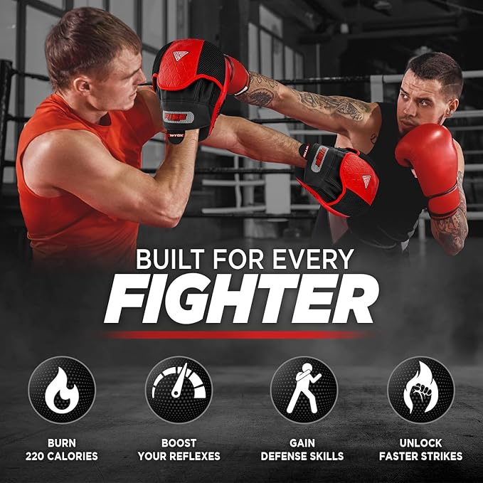 WYOX Curved Focus Mitts for Boxing & MMA | Durable PU Leather Punching Pads with Adjustable Strap | Ideal for Muay Thai, Kickboxing, Martial Arts Training – Hand Target Strike Shield for Men & Women