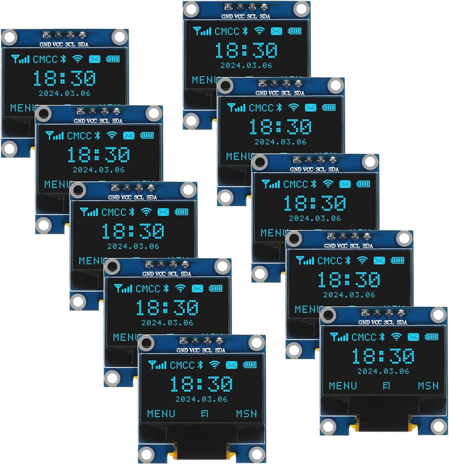 AITRIP 10 0.96 Inch I2C 12864 128x64 SSD1306 Pieces OLED IIC Display Module Pixel Mini Self-Luminous OLED Screen Board