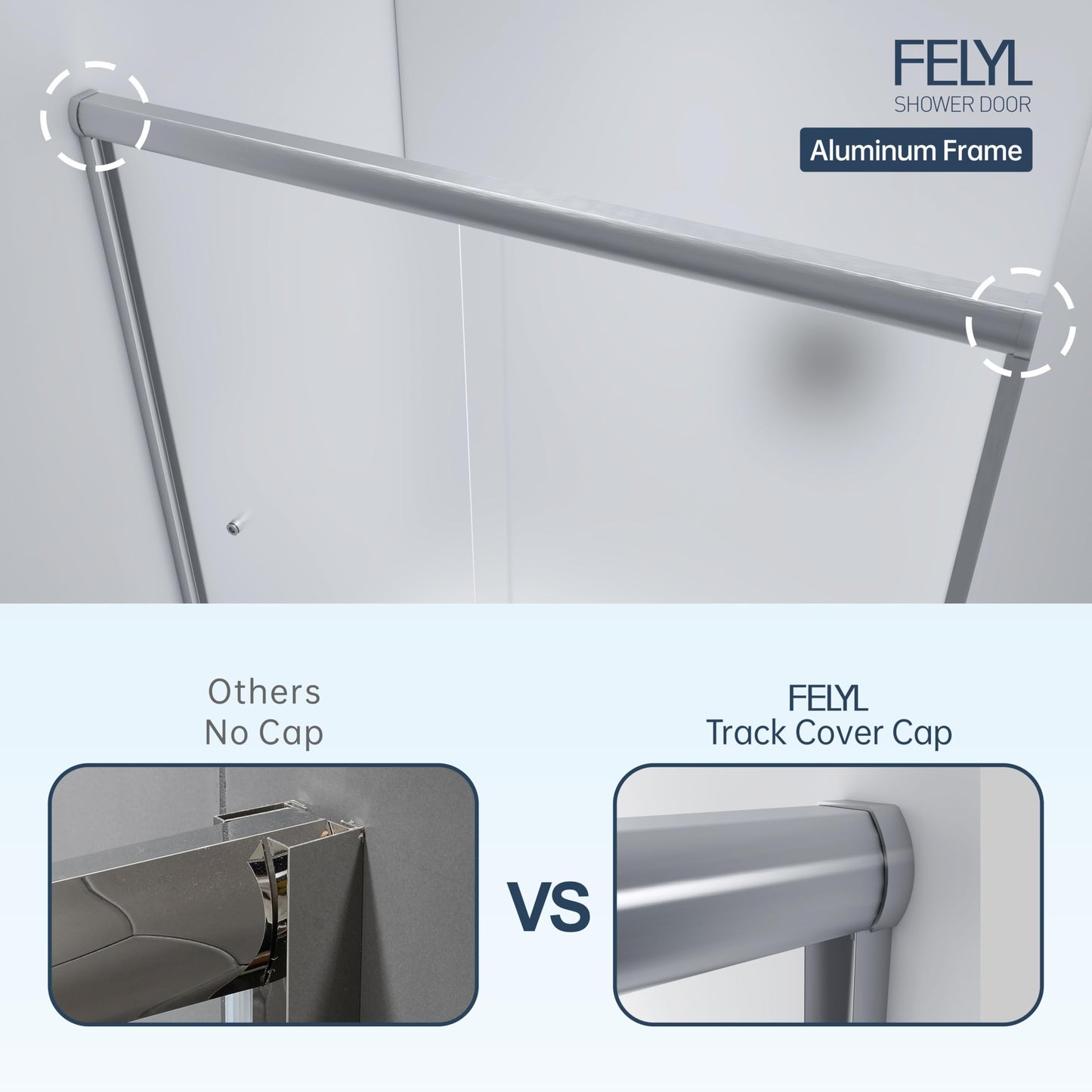 FELYL Frosted Double Sliding Shower Door 49-54" W x 72" H, Brushed Nickel, Bypass Shower Door, Framed, 1/4" (6mm) Tempered Glass