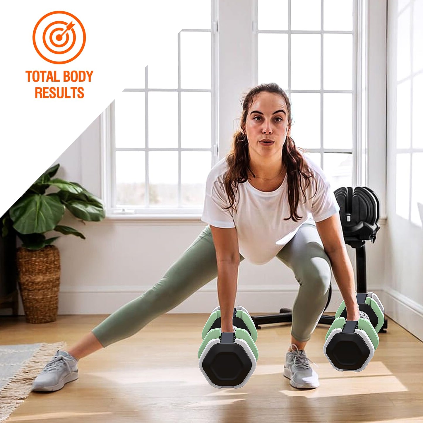 SKOK 55lbs Adjustable Dumbbell Set, Anti-Slip Fast Adjust Weight, Space-Saving for Home Strength Training & Fitness