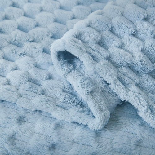 HOMRITAR Baby Blanket - Soft Fluffy Fleece for Nursery | Cozy 3D Jacquard Design, 30 x 40 Inch, Blue