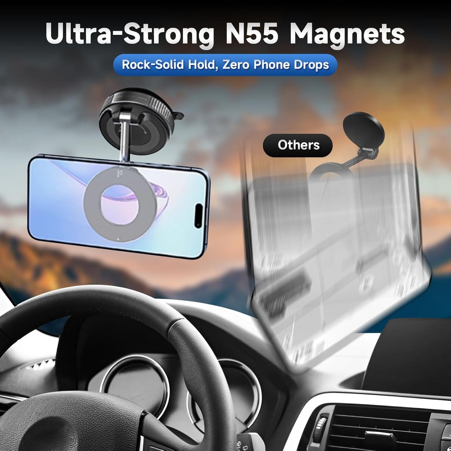 CVchancin 2026 360 16 Upgraded Vacuum Magnetic Car Phone Holder Suction Cup Phone Mount for Magsafe Cell Phone Holders