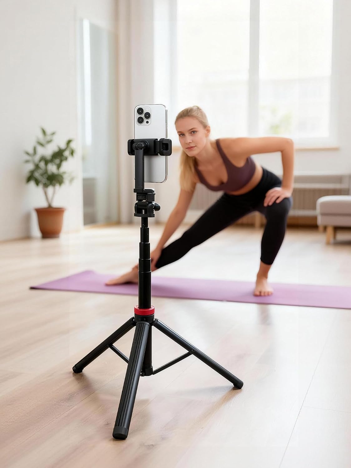 xik 81" 1/4" Expandable Phone Selfie Stick Tripod for Golf Training, Portable Adjustable Light Stand with Screw