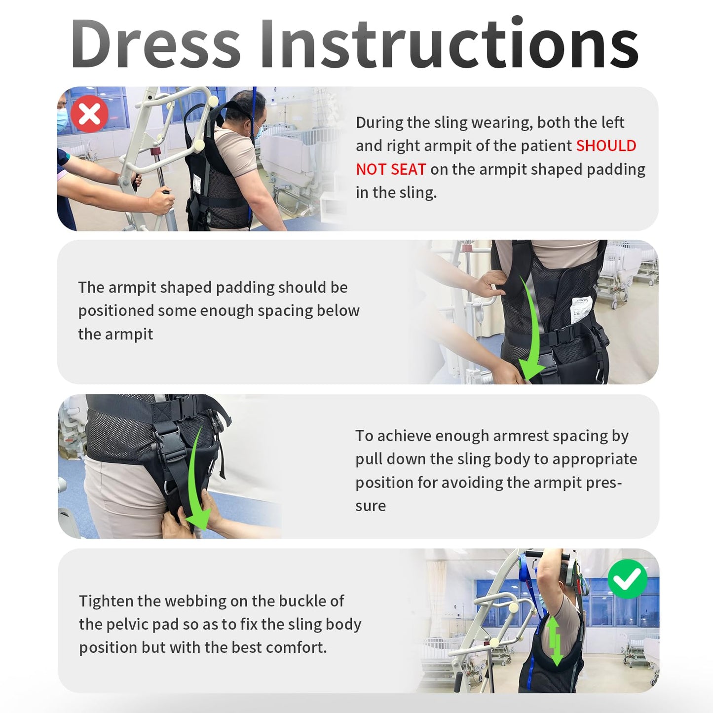 Ehucon Patient Lift Sling Medical Transfer Sling for Patient Walking Training, Working Aids for Ambulation Support Training, 500lbs Safety Working Load (Large)