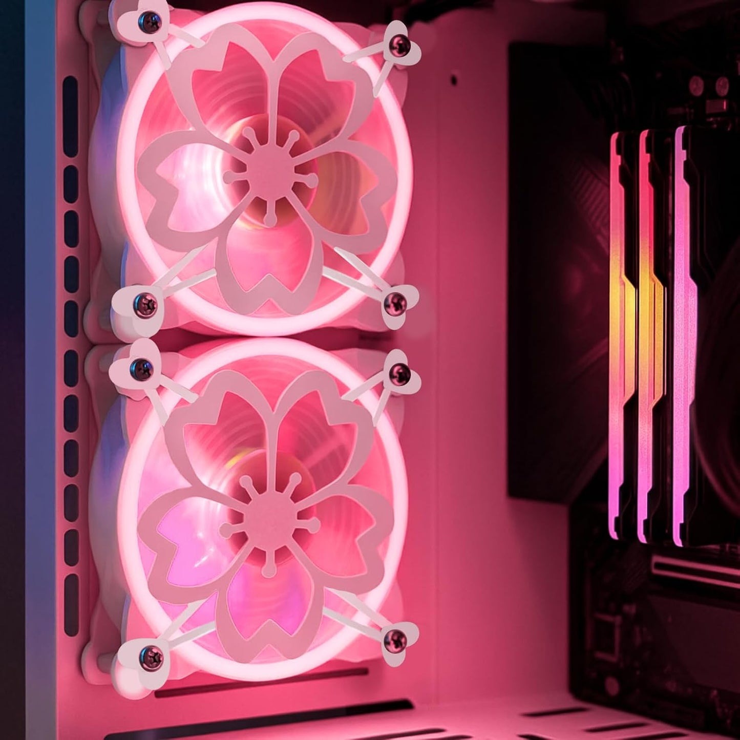 4 120mm Lounsweer Pcs Pink Sakura Guard Fan Grill Metal PC Fan Grill Cover with Screws Cute Computer Accessories