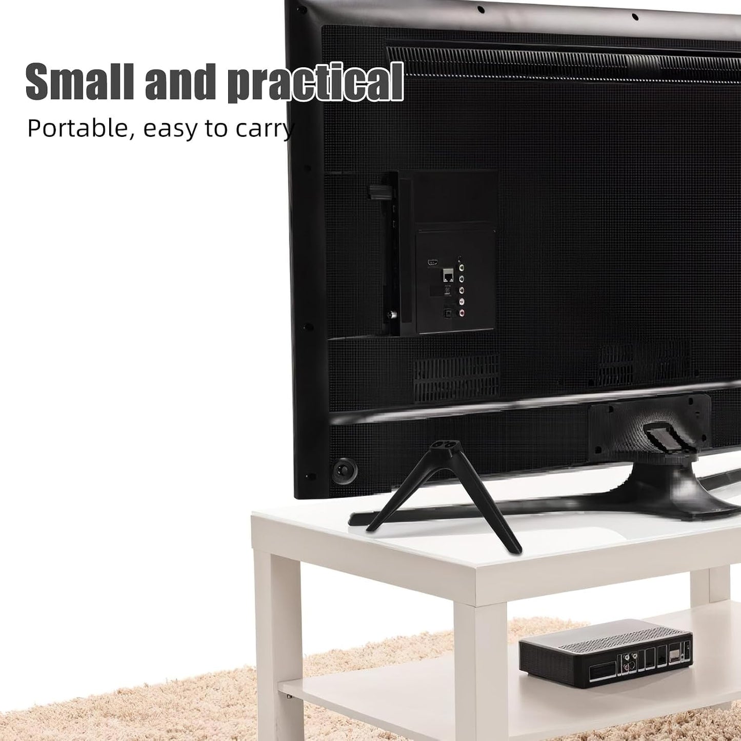 TINEASUR 15mm No-Drill Television Stand Bracket Dual-Hole Plastic Legs Tabletop Tv Base Support Holder for Bedroom