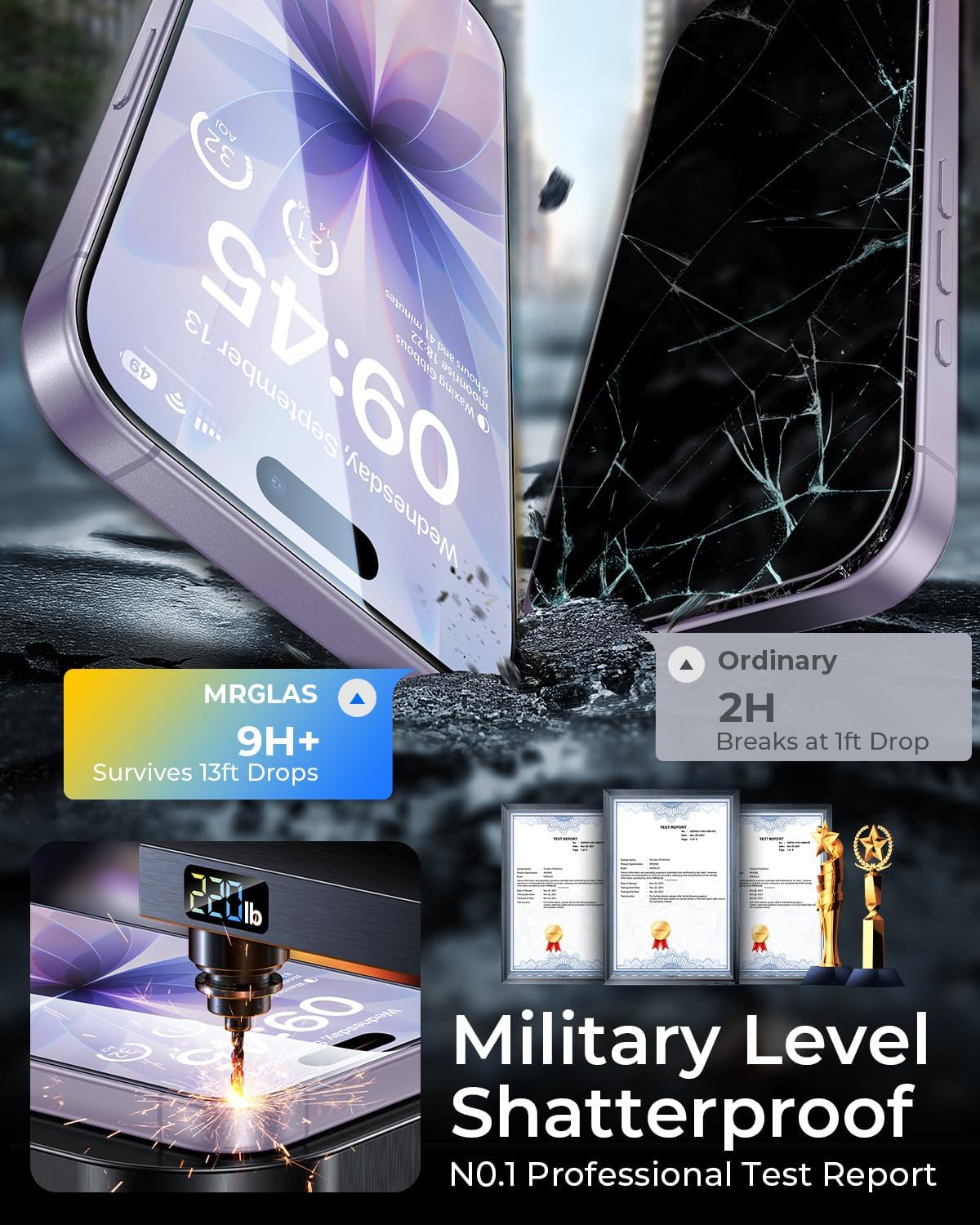 9H+ 2+2 Packs 17 Bubble][10X 17 6.3" MRGLAS TOP Glass for iPhone Privacy Screen Protector with Camera Lens Protector