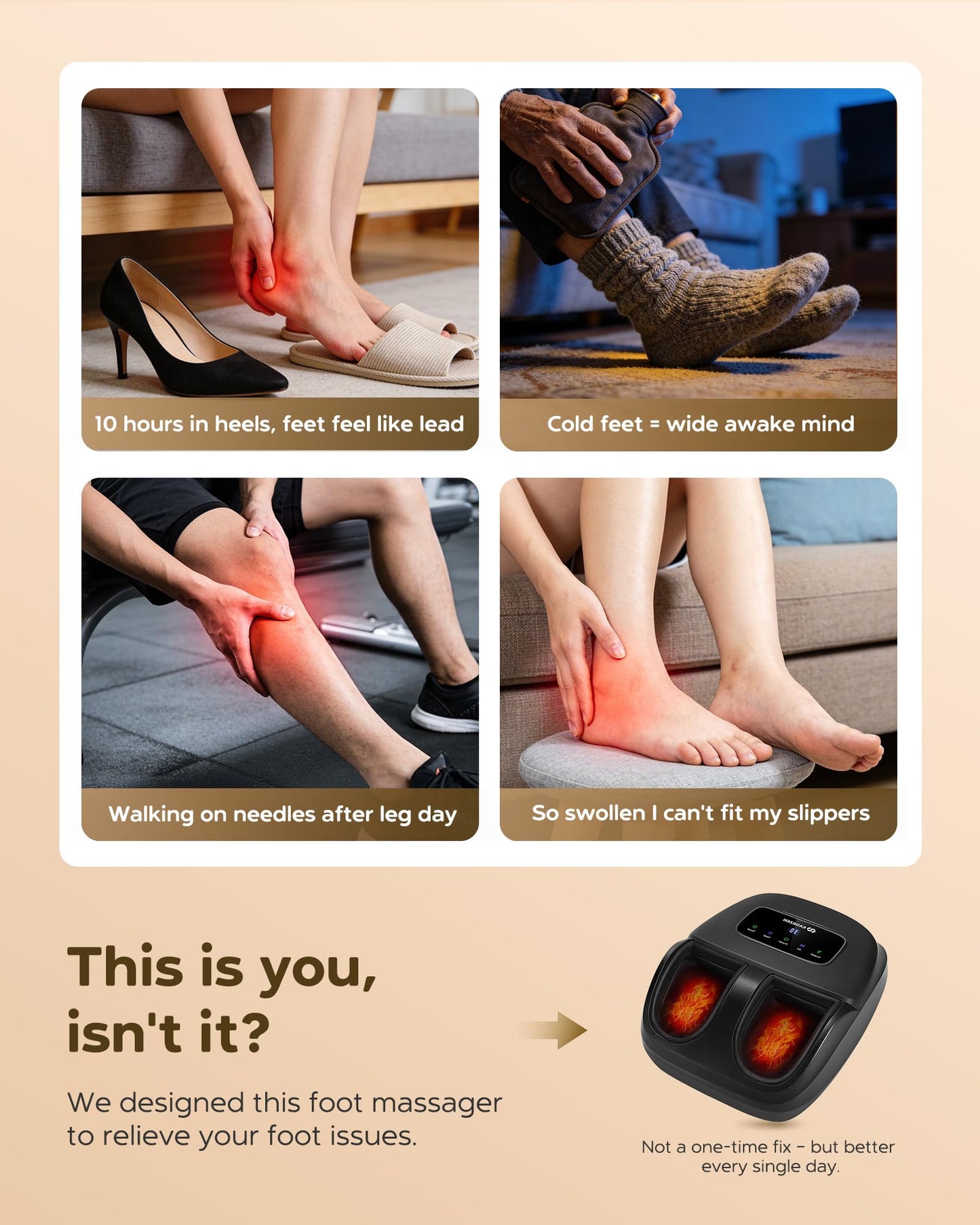 EaseZen Foot Massager Machine with Heat, Shiatsu Foot Massager with Remote, 2026 Upgraded Deep Kneading, for Plantar Fasciitis, Neuropathy, Birthday Gifts for Women Mom Men Dad, Up to Foot Size 14