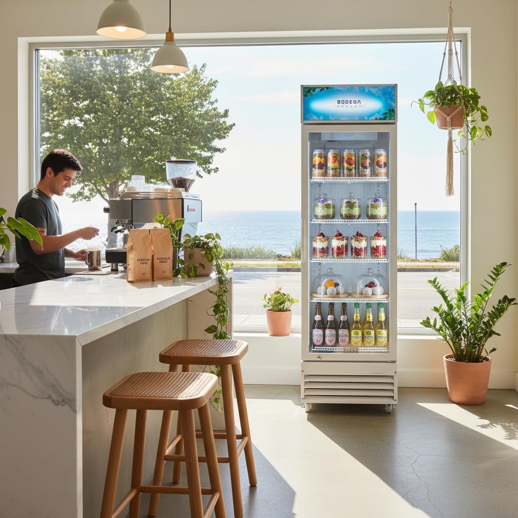 BODEGA BODEGACOOLER Commercial Beverage Refrigerator with Glass Door,12.5 Cu.Ft Drink Refrigerator,Upright Large Display Merchandiser Beverage Bar Cooler Hold Beer,Soda Drinks,Wine with LED Light Box