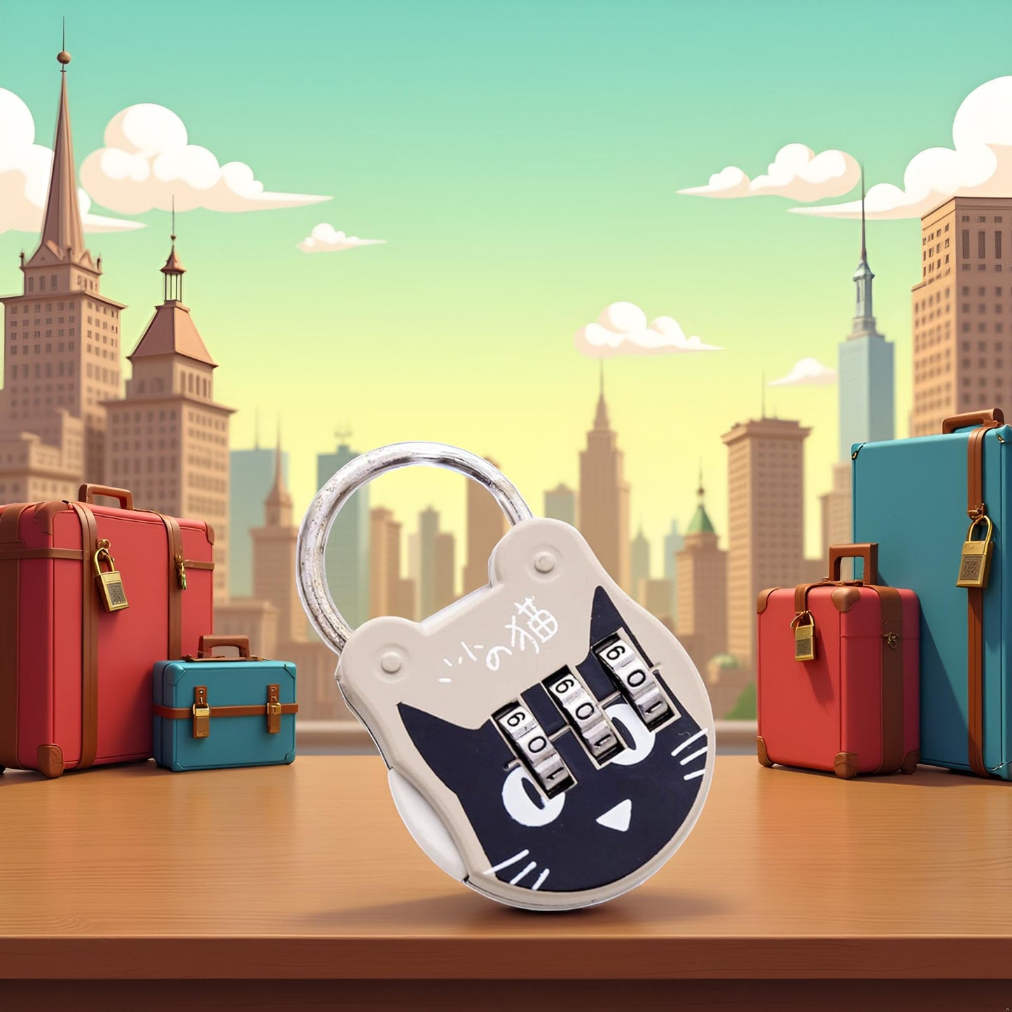 1 Pc Cute Cat Combination Lock Travel Locks for Luggage Backpack Locks Zipper Combination Lock for Locker for Student DormitoryCombination Padlocks Padlocks and Hasps, Hardware(Grey)