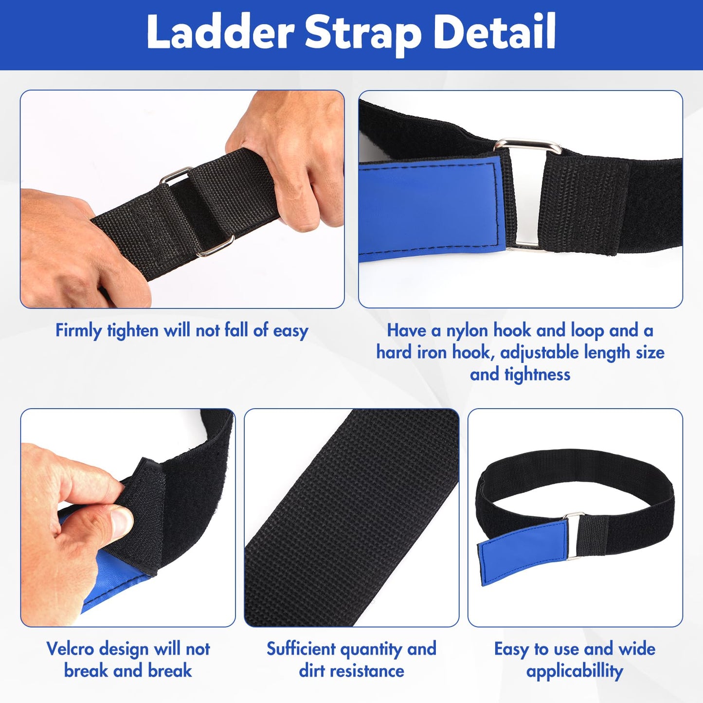 Ladder Rack Tie Down Straps Reusable Straps Adjustable with Nylon Hook and Loop Multipurpose Securing Straps for Ladder RV Truck or Boat 33''x 2’' Pack 4