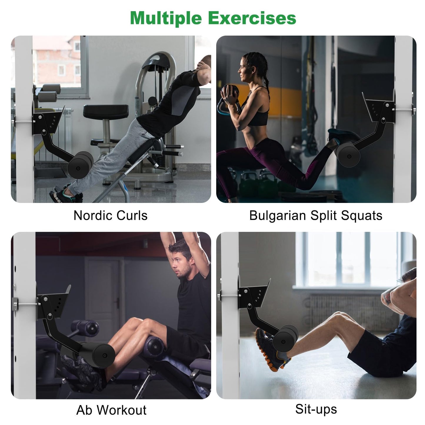 SELEWARE Nordic Hamstring Curl Squat Rack Attachment for 3x3 Power Rack with 5/8" or 1" Hole - Adjustable Leg Hold Down Attachment with Leather Surface for Home Gym Workouts