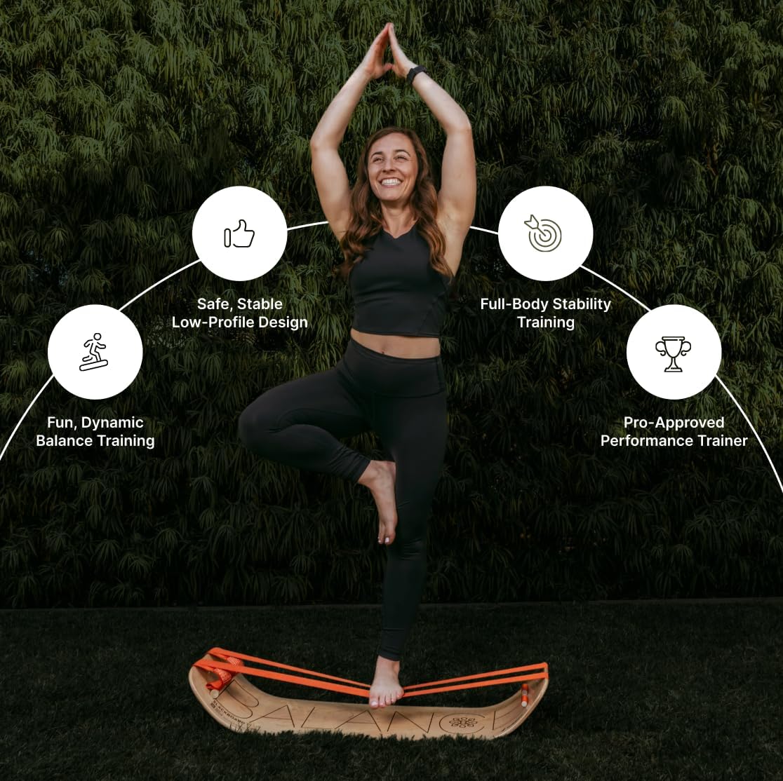 GIBBON SlackBoard Plus & Stand - 2-in-1 Slackline Balance Board for Adults - Workout Equipment Home Gym Training - Wooden Balance Trainer, Standing Desk Exercise, Yoga, Agility, Pilates, Core, Fitness