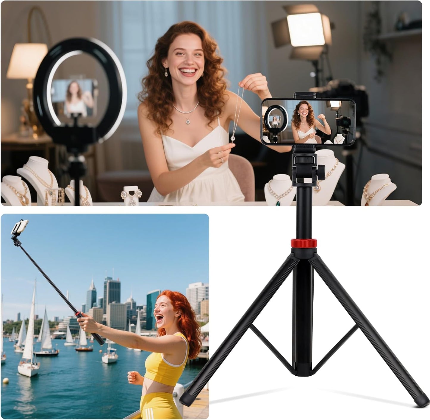 YSKE MT-79 81", 7-Section 0.8lbs, Light Stand Tripod Foldable - Camera Phone Mount for DSLR, GoPro, iPhone, LED Video