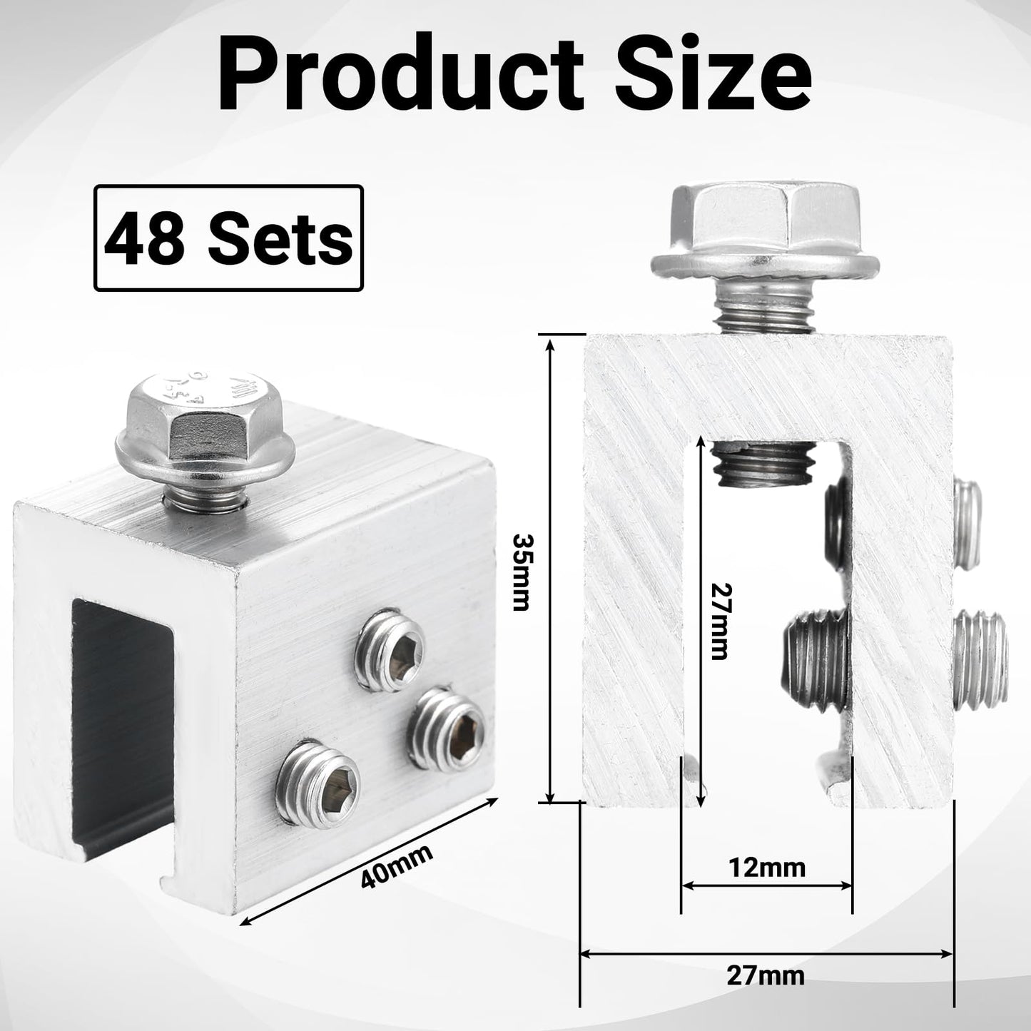 Tandefio 48 Sets Roof Clamp for Standing Metal Roof Standing Seam Bracket Clamp for Heat Cable Snow Guards Solar Panels Module Installation