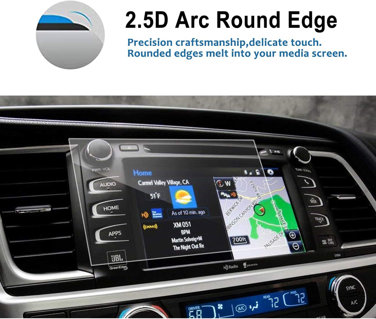 2014-2019 8 Inch, 9H LFOTPP Car Navigation Screen Protector for Highlandre LE Plus XLE Entune Tempered Glass Hardness