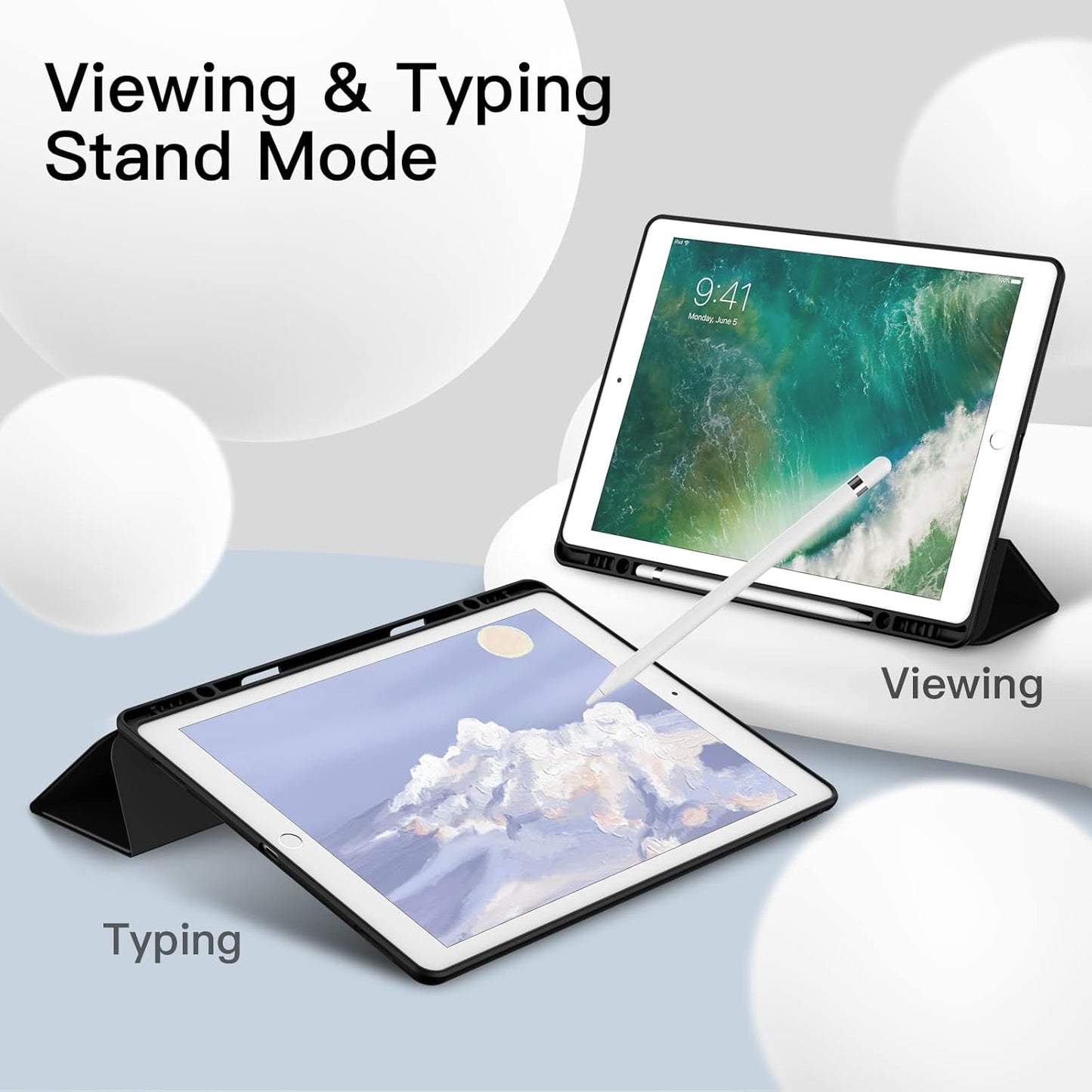 JETech 12.9 Inch (2015/2017 1st/2nd Case for iPad Pro Model, Generation) with Pencil Holder, Slim Tablet Cover