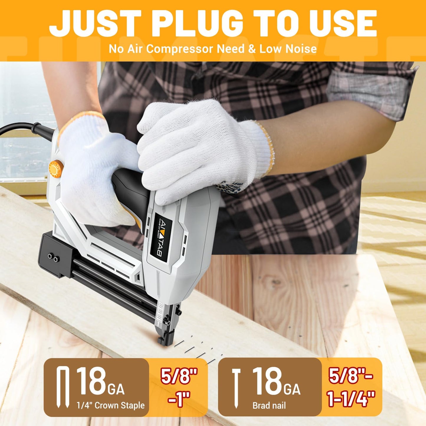 Electric Nail Gun, Batavia 2-in-1 Staple Gun Brad Nailer 18 Gauge for Heavy Duty, 120V Stapler Gun for Upholstery, Carpentry, DIY, 1/4'' Narrow Crown Staples 200pcs and Nails 800pcs Included