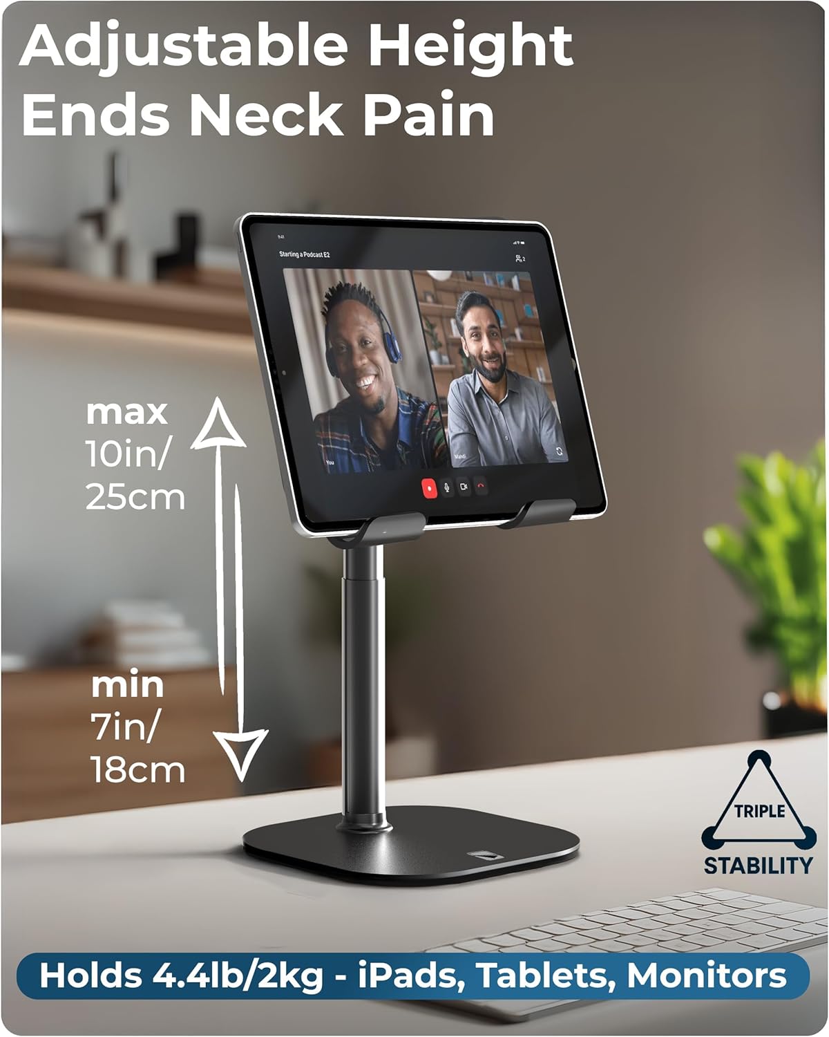 COOPER 7-10" 270 15.6-17" TabHolder, Height Adjustable Tablet Stand, Premium iPad Stand for Desk, Tilt iPad Holder