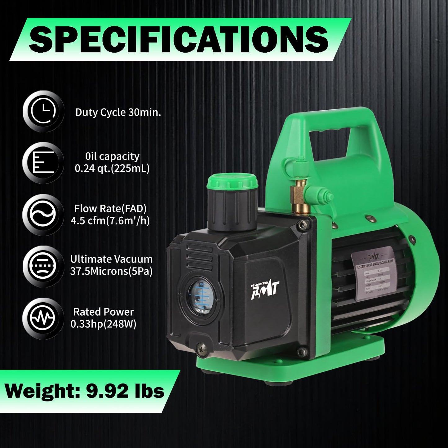 PB Motor Tech 3 Gallon Vacuum Chamber Kit with 4.5CFM Vacuum Pump and Tempered Glass Lid, Perfect for Wood Stabilization and Resin Casting, No Oil Included