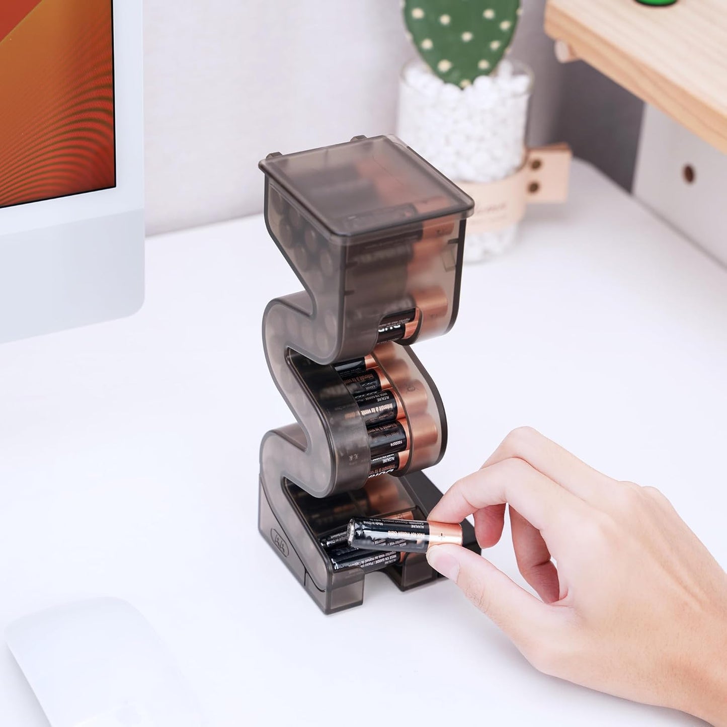 KIWIFOTOS 27 35 Set 2PCS AA & AAA Combo Battery Case Holder with Tester, Pegboard Wall Mount Battery Organizer
