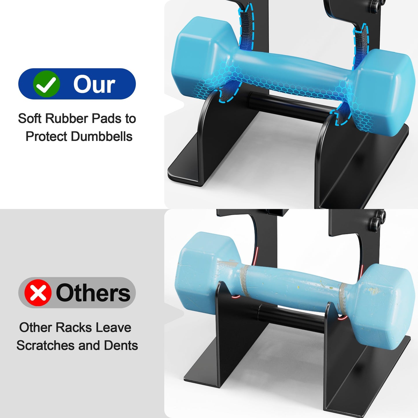 4-Tier Dumbbell Rack Stand for Home Gym: Rack Only Holder for Dumbbells, Free Weights, 400LB Capacity Heavy-Duty Compact Storage Organizer